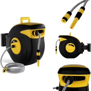 Zwijacz bęben naścienny z wężem ogrodowym przyłącze 3/4#8221  dł. 32m