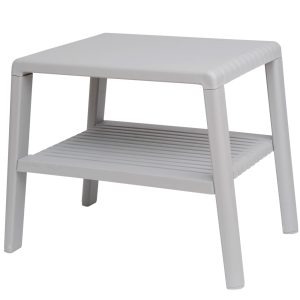 Wytrzymały stolik basenowy kawowy do ogrodu na taras z półką - SZARY