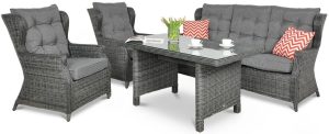 Komplet mebli ogrodowych TRIVENTO 3 DINING dark grey 4-częściowy