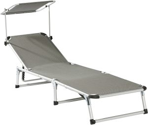 Leżanka ogrodowa z daszkiem ATOKA szara