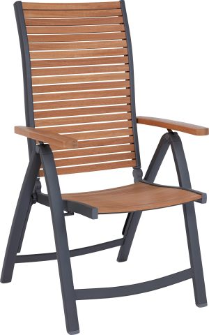 Krzesło ogrodowe BONLEE pozycyjne aluminium/eukaliptus