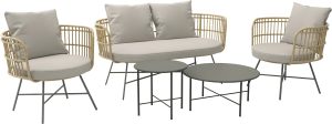 Komplet mebli wypoczynkowych HILLSTON beżowy 5-częściowy