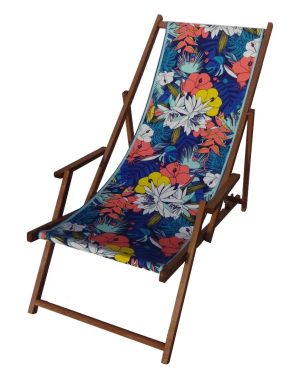 Leżak plażowy TROPICAL z podłokietnikami kwiaty