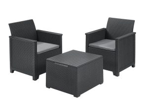 Komplet mebli balkonowych EMMA grafitowy 3-częściowy
