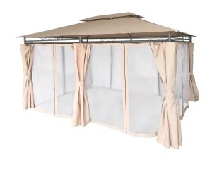 Pawilon ogrodowy z moskitierą beżowy - 3 x 4 m