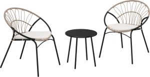 Komplet mebli balkonowych KARRATHA beżowy 3-częściowy