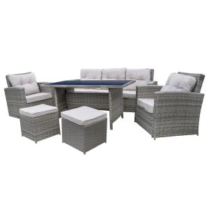 4IQ Komplet mebli wypoczynkowych AMARA szary 6-częściowy