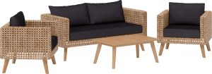 Komplet mebli wypoczynkowych JUNEE czarny 4-częściowy
