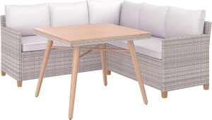 Komplet mebli ogrodowych DOWERIN narożny szary 3-częściowy