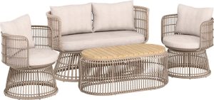 Komplet mebli wypoczynkowych SALUDA beżowy 4-częściowy