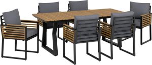 Komplet mebli jadalnianych FOLKSTON antracyt 7-częściowy