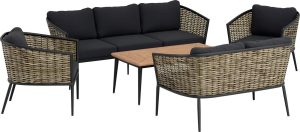 Komplet mebli wypoczynkowych HIGHBURY czarny 5-częściowy