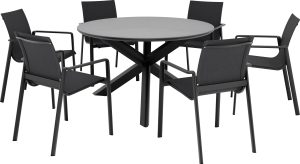 Komplet mebli jadalnianych ABINGTON antracyt 7-częściowy