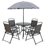 Komplet mebli jadalnianych CORFU z parasolem szary 4-częściowy