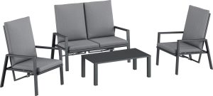 Komplet mebli kawowych WALLOWA szary 4-częściowy