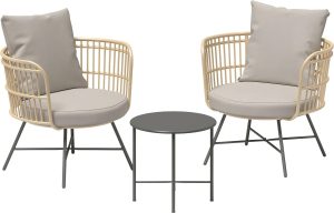 Komplet mebli balkonowych HILLSTON szary 3-częściowy