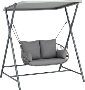 Huśtawka ogrodowa WINGDAM szara 2-osobowa