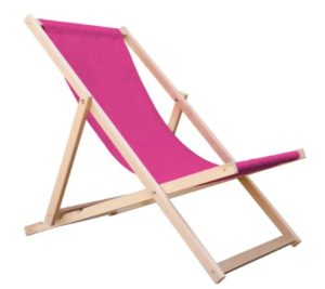 Leżak plażowy drewniany różowy