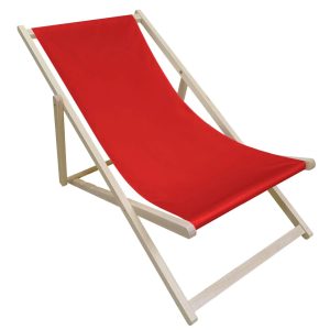 Leżak plażowy drewniany czerwony
